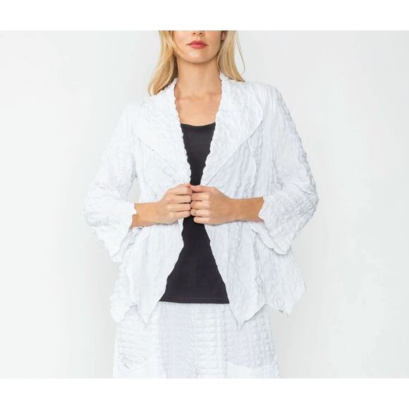IC Collection Bubble Check Merrow Detail Open Jacket White XL - Picture 1 of 7